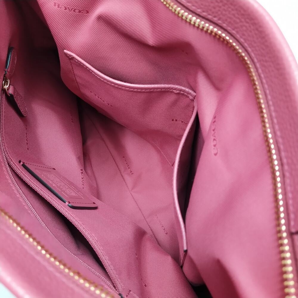 Coach Pink Pebbled Leather Zipper Closure Hobo Crossbody Shoulder Bag - Picture 13 of 16